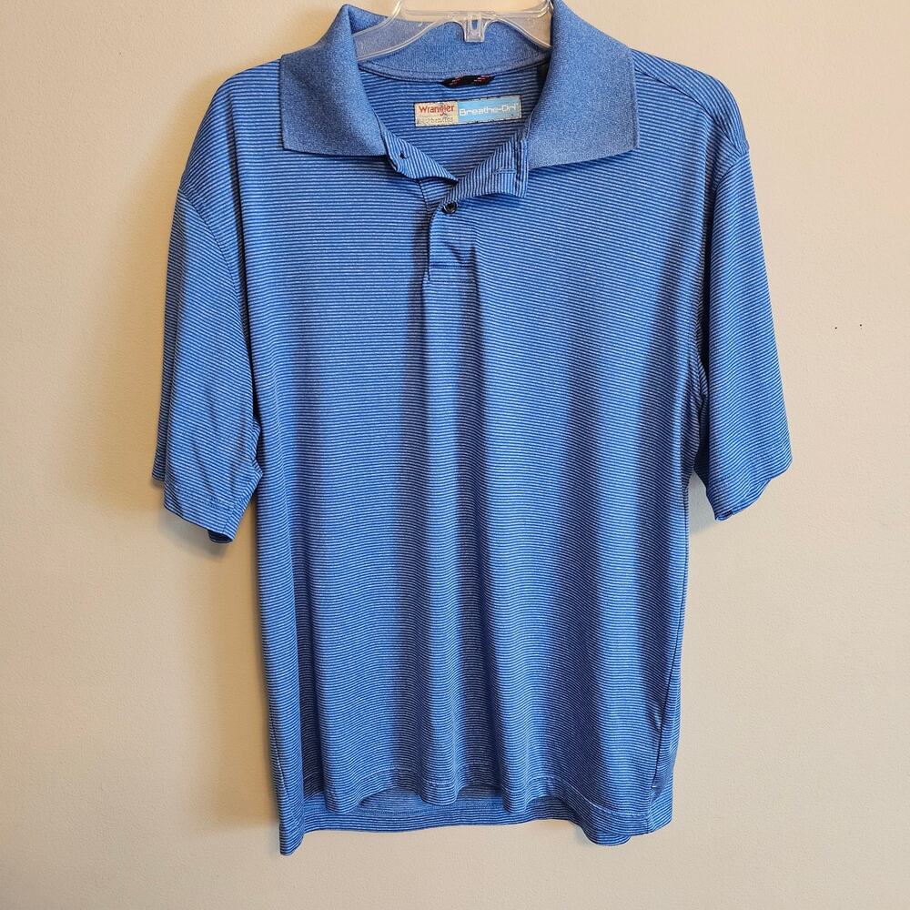 Wrangler Authentics Breathe-Dri Blue Striped Polo Medium